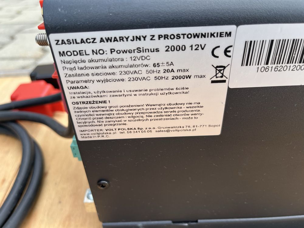 Przetwornica Volt Powersinus 2000W 12V 230V Inwerter Falownik UPS