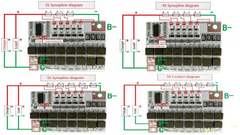 BMS 5S 4S 3S 100А  универсальный контроллер