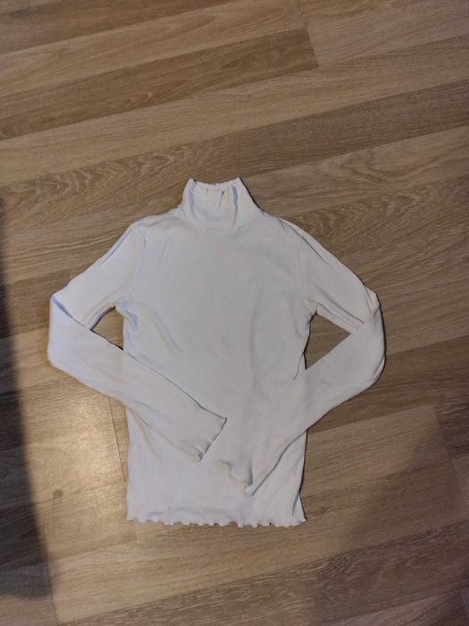 Biały prążkowany półgolf golf damski S 36