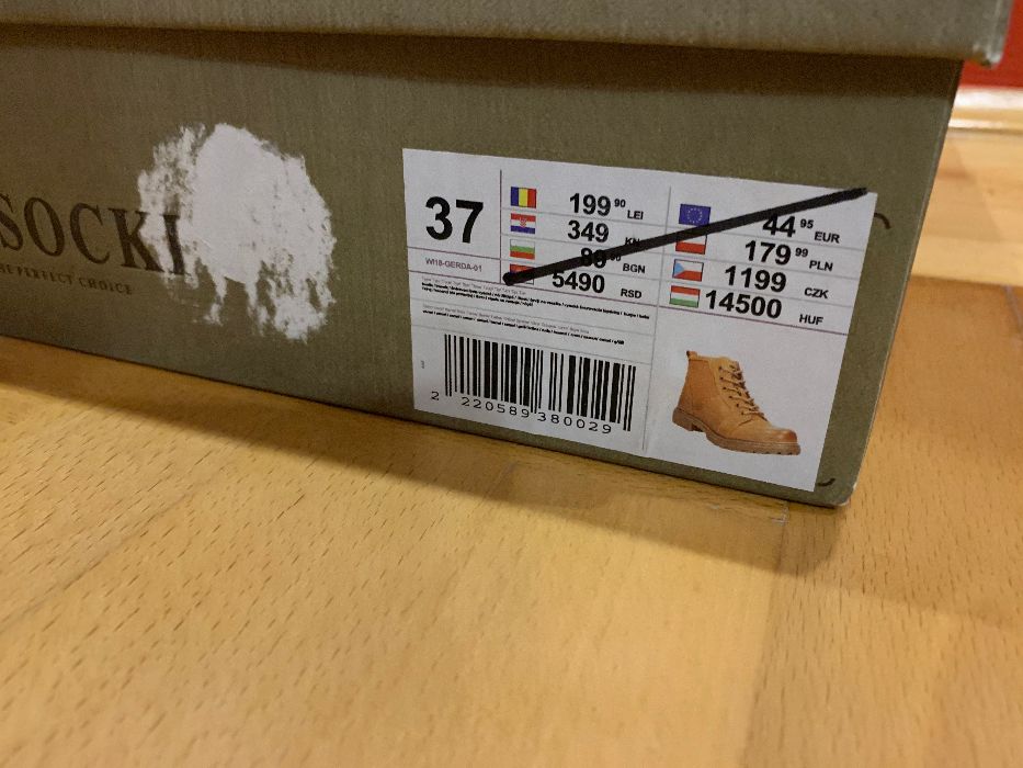 Brązowe trzewiki Buty Lasocki 37 botki trapery nubuk skóra zima camel