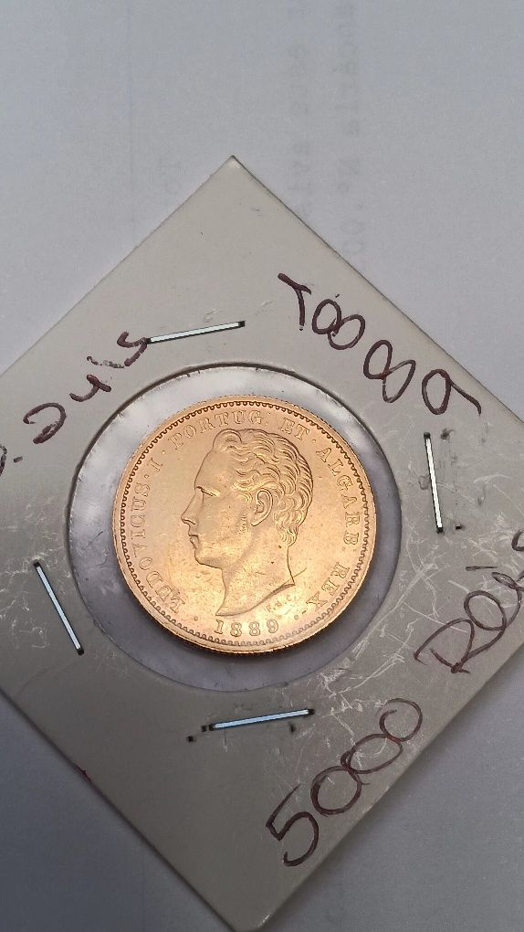 Moedas de 5000 réis ouro D.Luís.  1862e 1889
