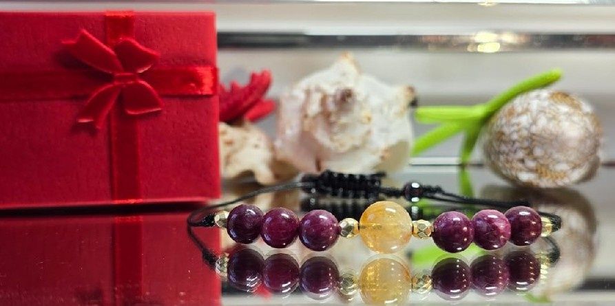 Bransoletka kamienie naturalne Granat  8 mm Cytryn 10 mm dzień Mamy