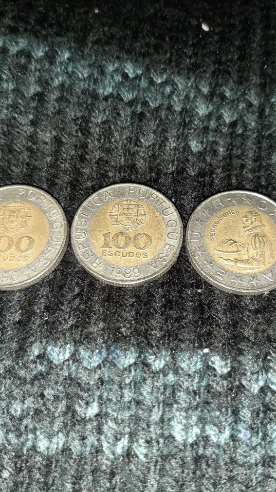 7 moedas de 100 escudos
