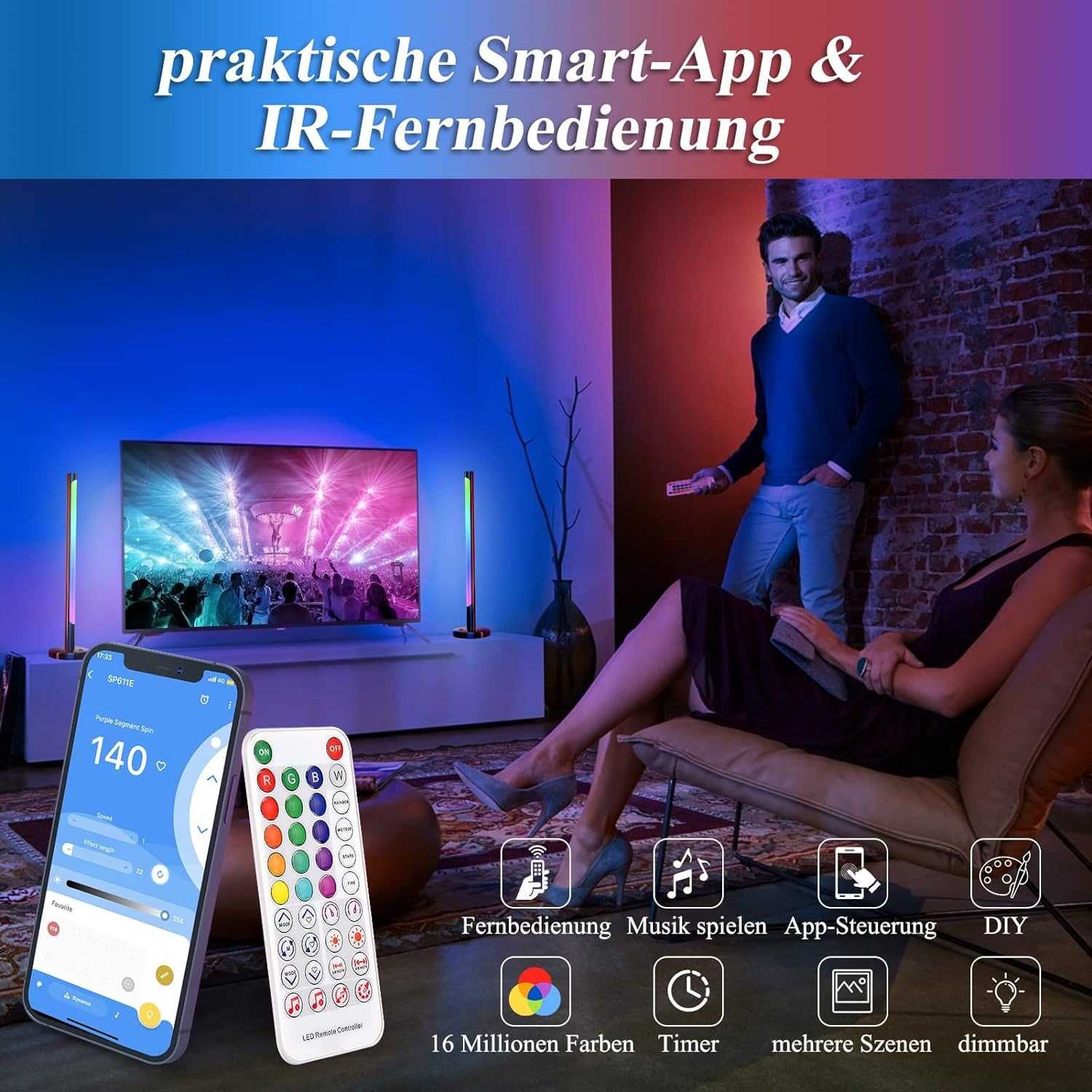 Podświetlenie telewizora monitora lampy Smart LED RGB Yabtf + pilot