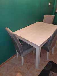 Sprzedam stół z krzesłami rozkładany biały dąb