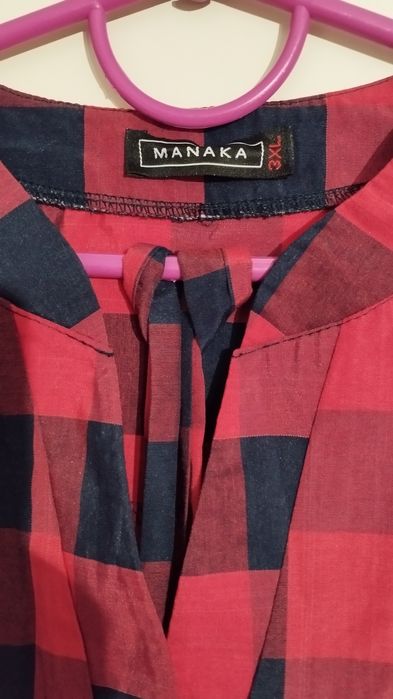 Стильное Платье-Рубашка MANAKA (3XL) - Красная Клетка!