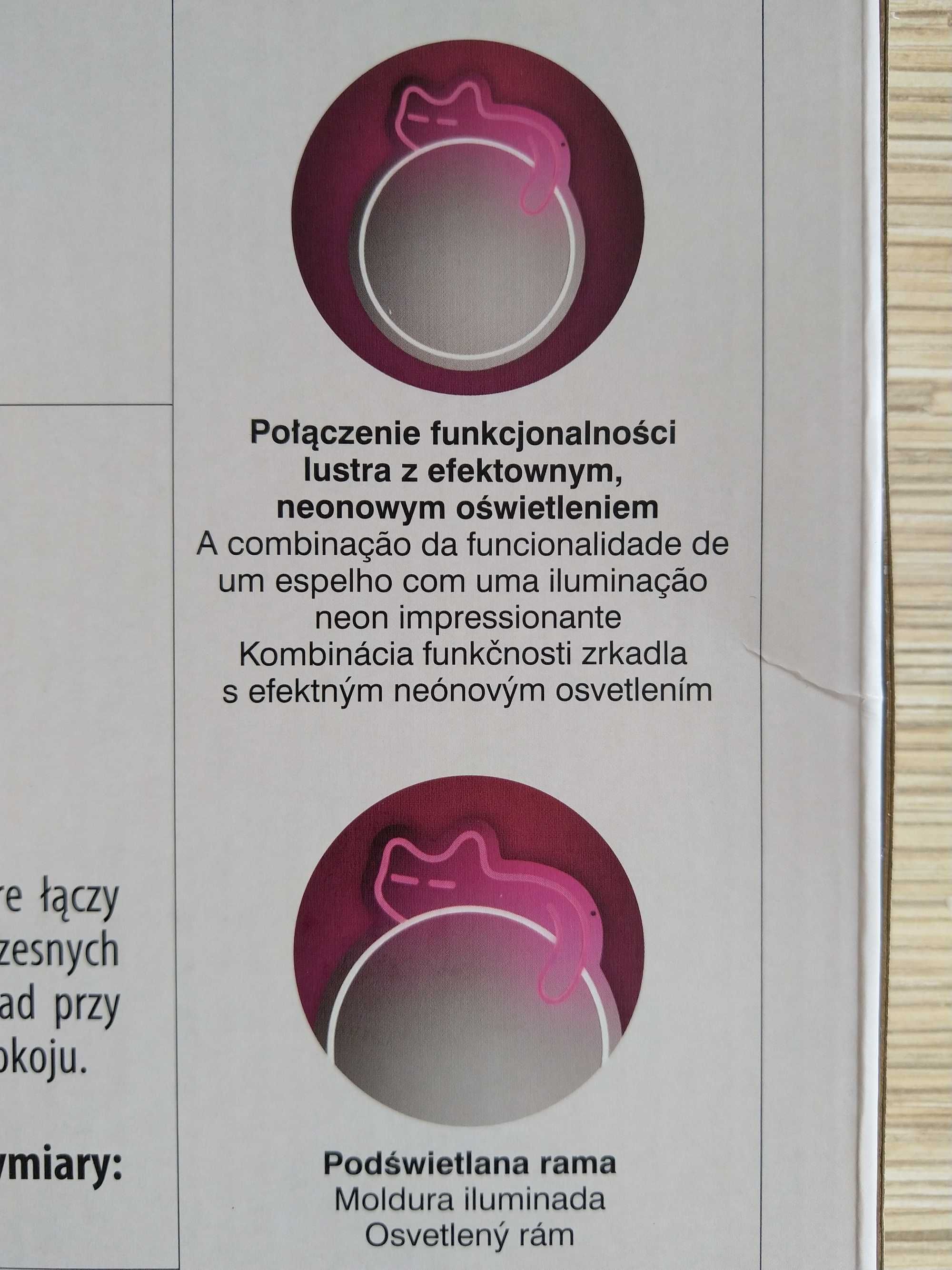 NOWE Lustro Podświetlane z Neonem LED Kot Kotek z Podświetleniem LETHE