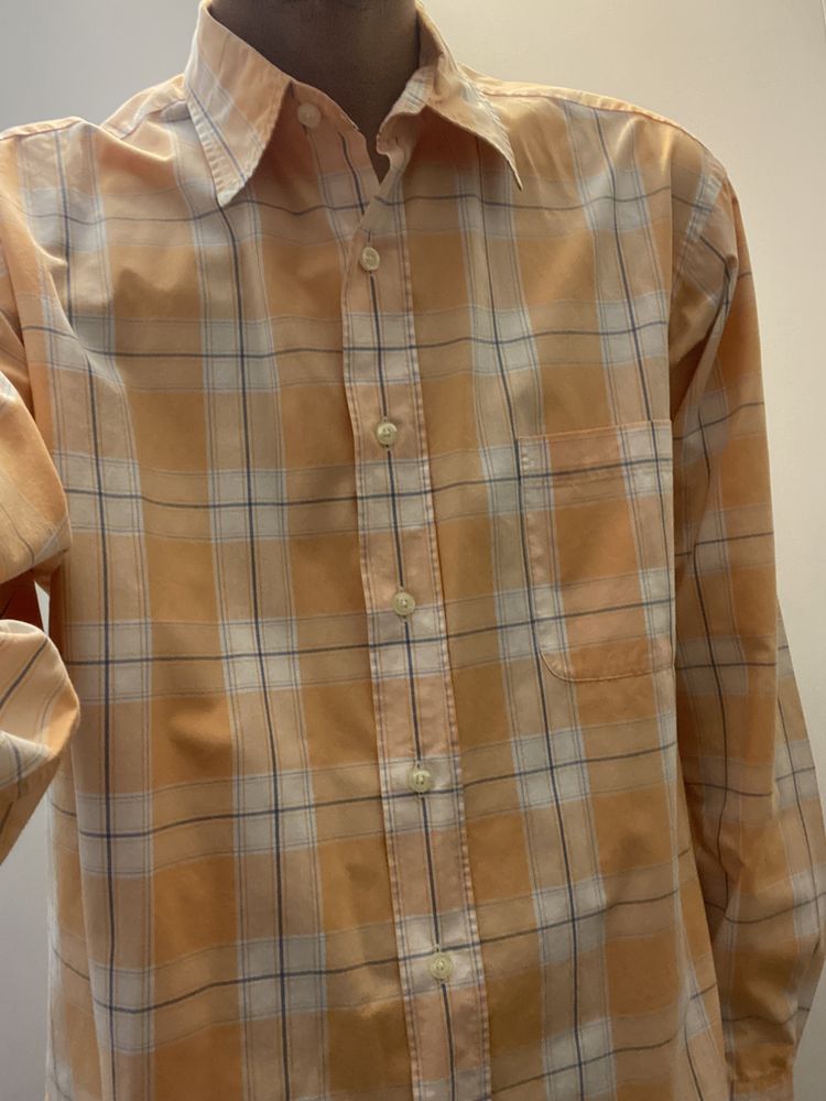 Camisa Sacoor M - xadrez laranja azul 100% algodão