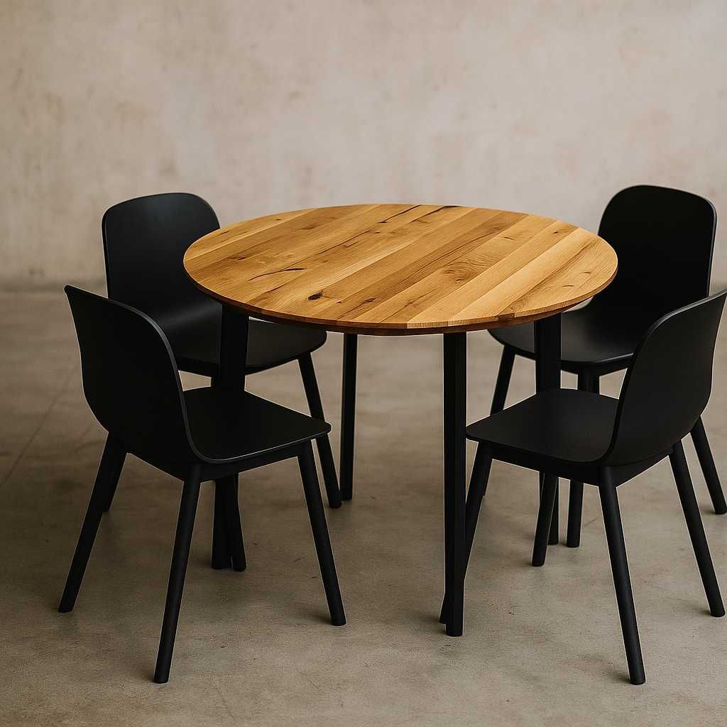 Stół Dębowy Okrągły LOFT, 100% Lite Drewno, Różne Wymiary, Rozkładany.