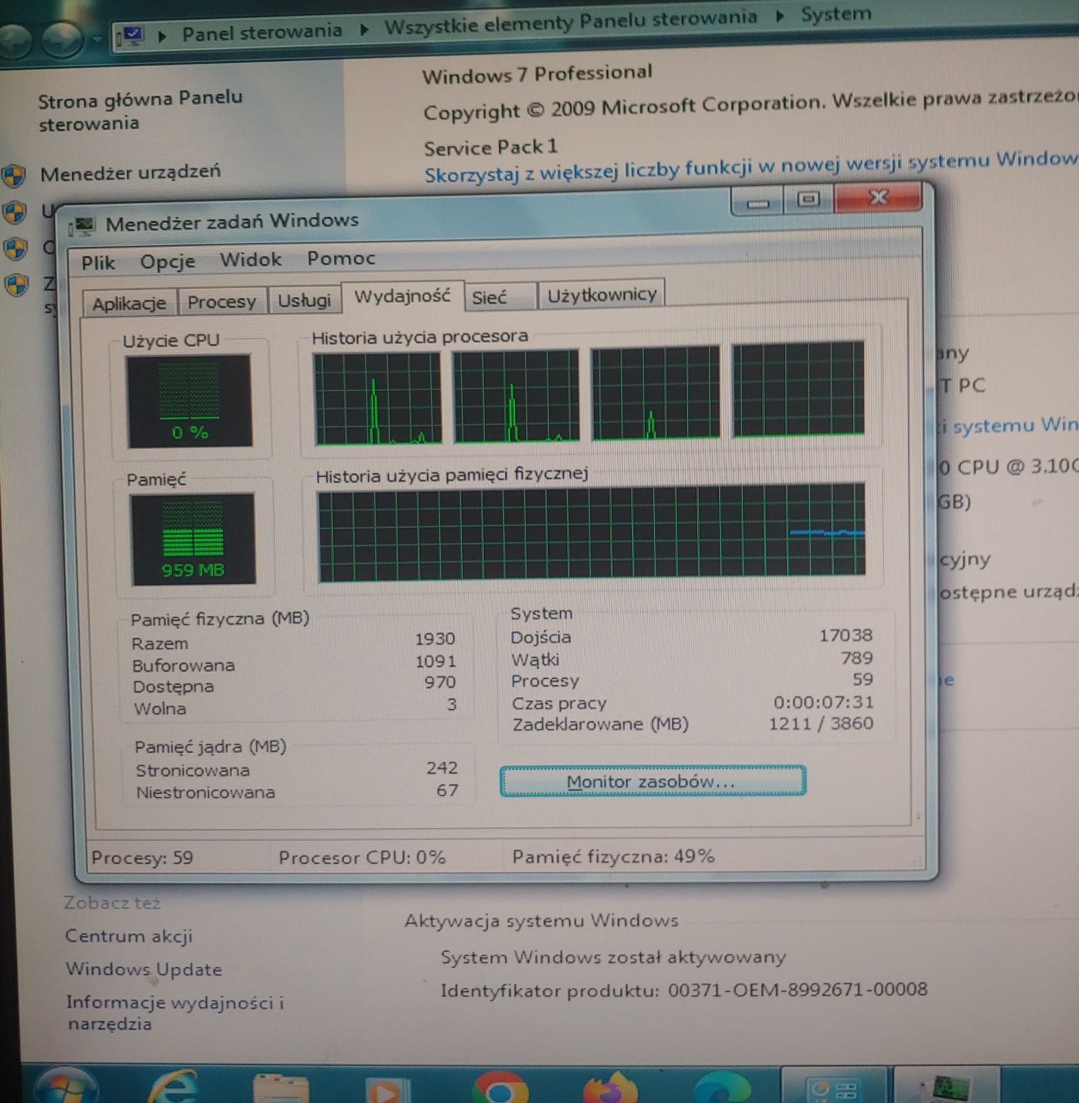 Komputer stacjonarny HP z monitorem Windows 7