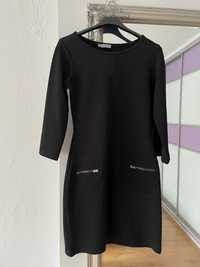 Czarna sukienka Rubin S/M bawełna ozdobne zamki