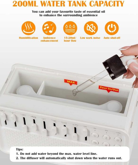 Зволожувач повітря зі звуком природи шумом моря та аромадифузор