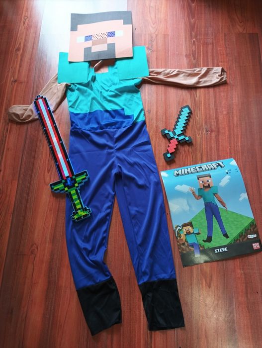 Strój karnawałowy Minecraft Steve plus miecze