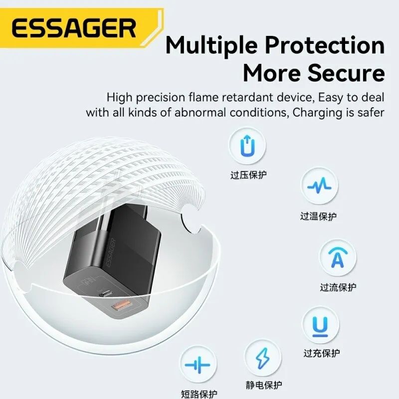 Зарядний пристрій Essager USB, Type-C