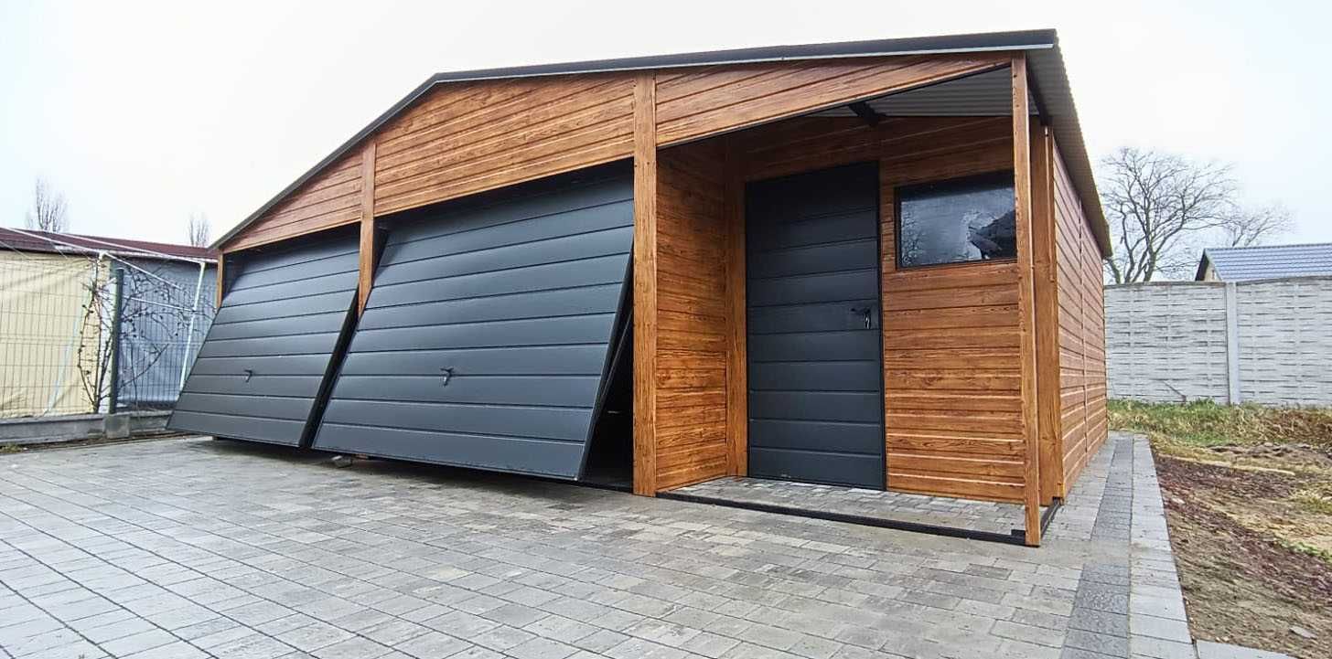 Garaż Blaszany Drewnopodobny Projekt+Wizualizacja Gratis 9x6 6x6 7x6