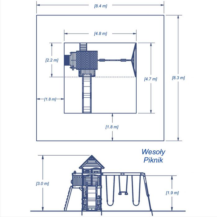 Plac zabaw ATLANTIS Ogrodowy Place Zabaw Drewniane Huśtawka Domek