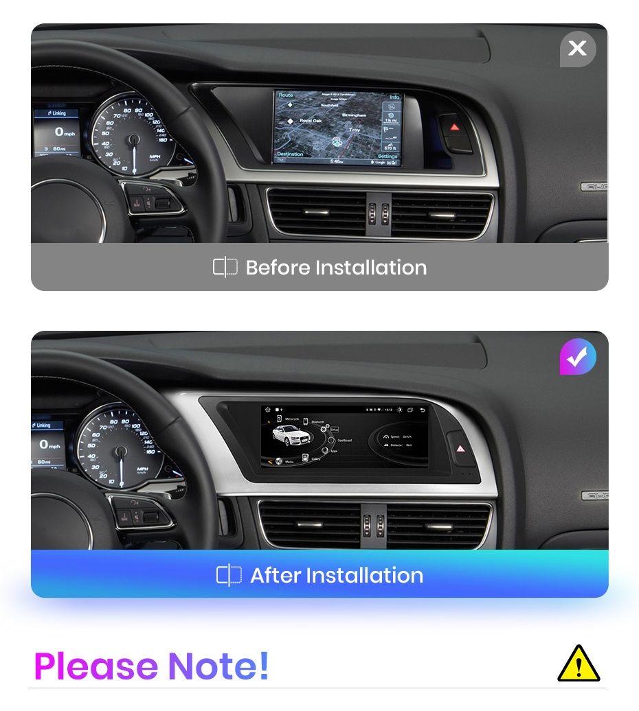 Rádio 8,8" Android Audi A4 de 2013-16 Carplay GPS Knob 6/128GB 8-core