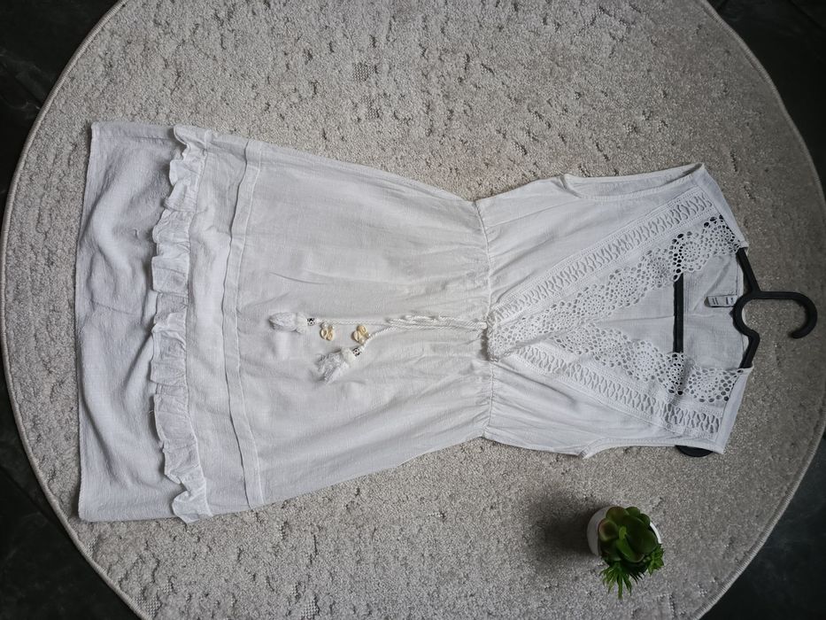 Stylowa biała sukienka M/L - Italian Style, 100% bawełna