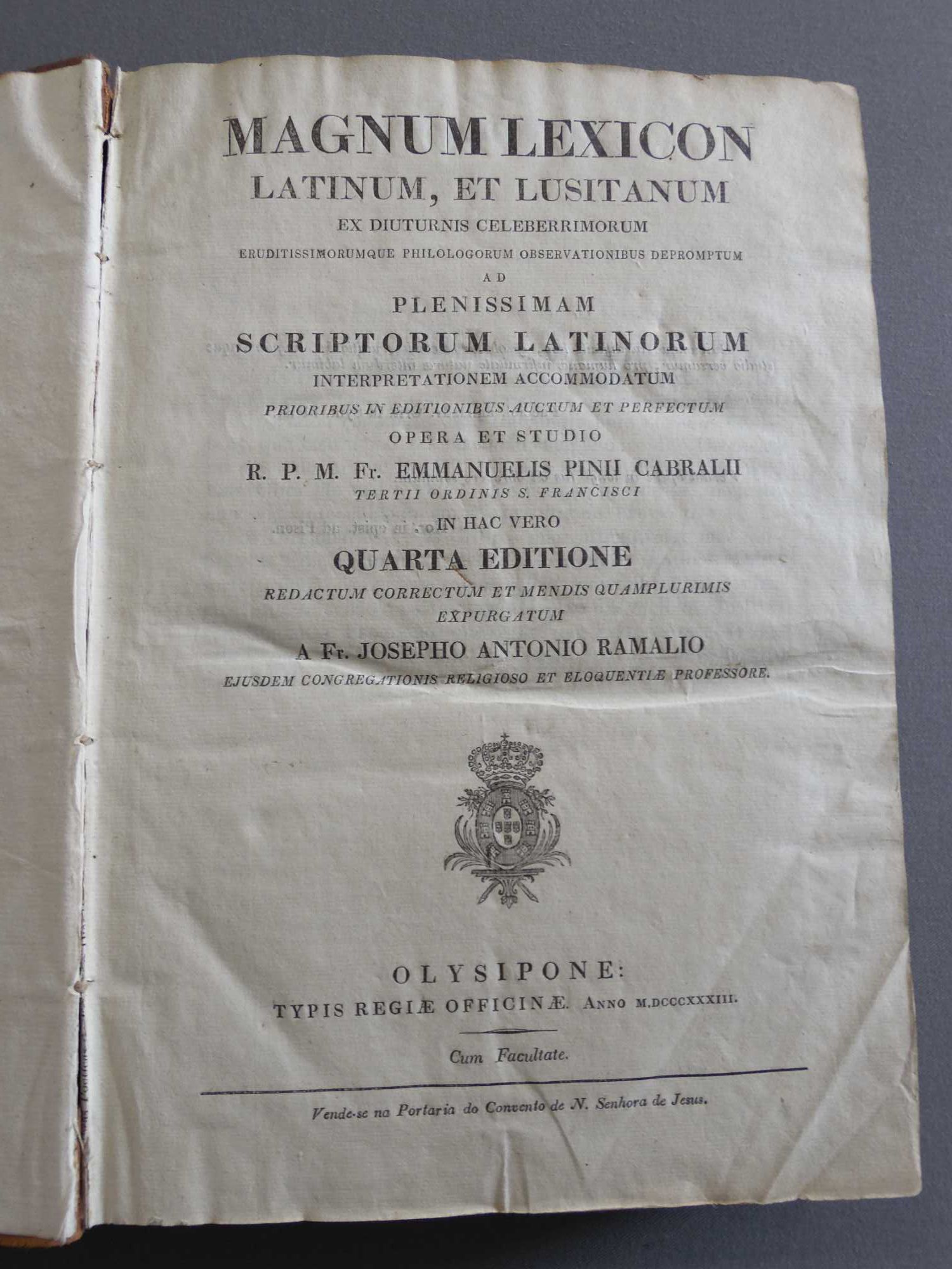 Livro Magnum Lexicon, 1833