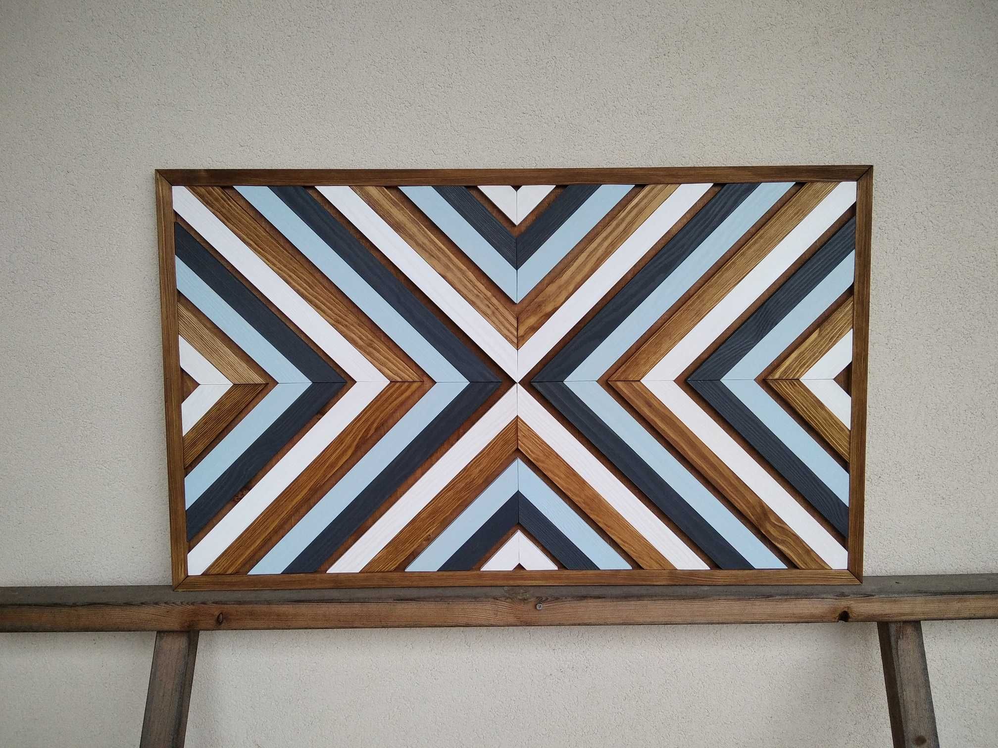 Obraz z drewna mozaika ozdoba ścienna 90 x 54 cm