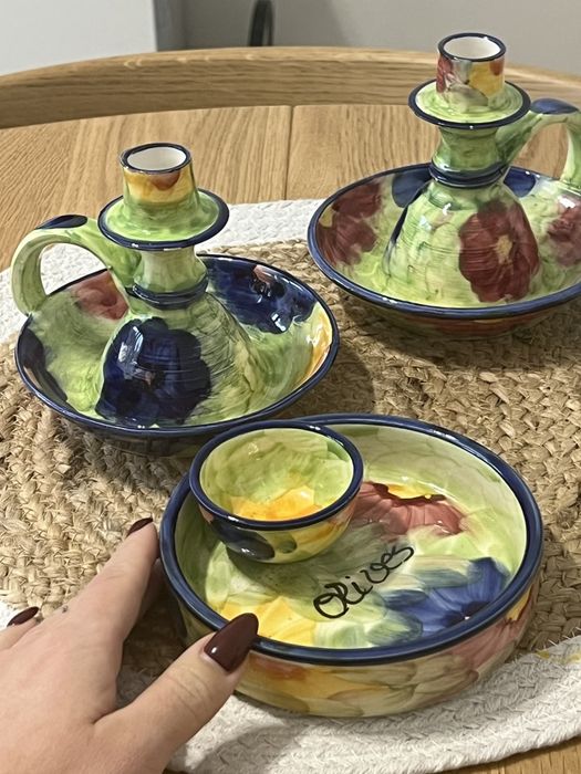 Підсвічник набір кераміка ручний розпис вінтаж