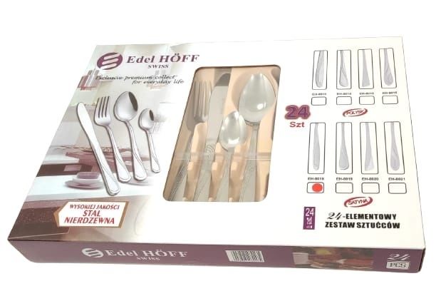 Zestaw sztućce 6 osób 24 el. Chrom satyna połysk stal nierdzewna 18/10