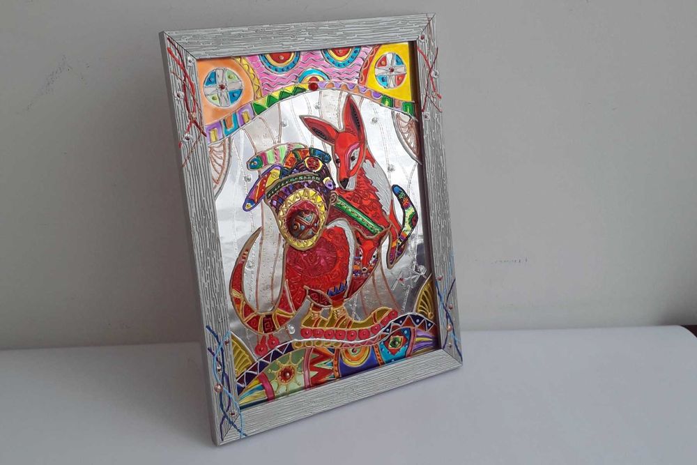 Витражная картина "Бумеранговый Кенгуру"