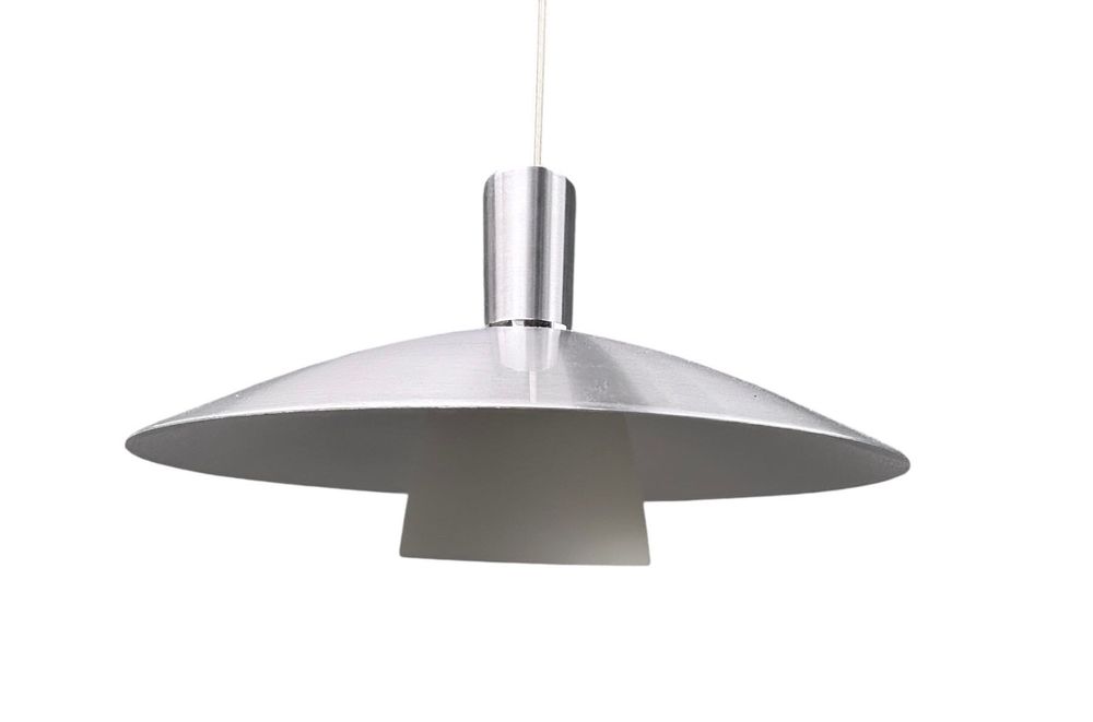 duńska lampa wisząca srebrna dania retro prl space Age