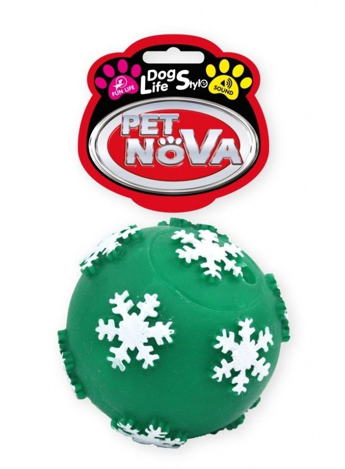 Zabawka Piłka z płatkami śniegu zielona 7.5cm