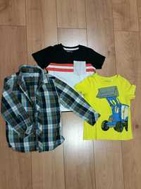 Conjunto: camisa + 2 T-shirts 4/5 anos