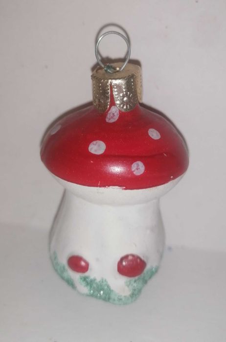 Bombka na choinkę PRL unikat retro art deco bąbka grzybek muchomor