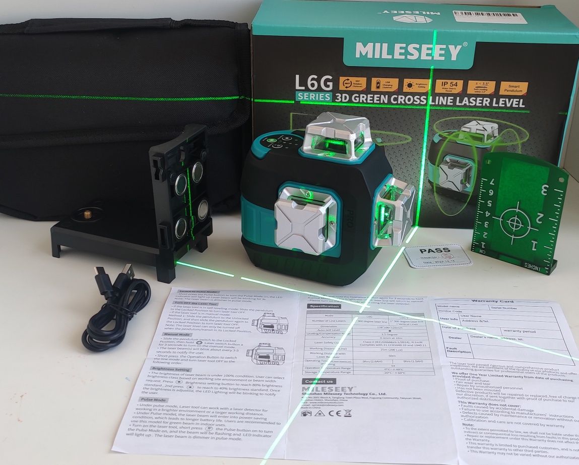 Качественный 3D лазерный уровень Mileseey L6G-12 12 линий OSRAM