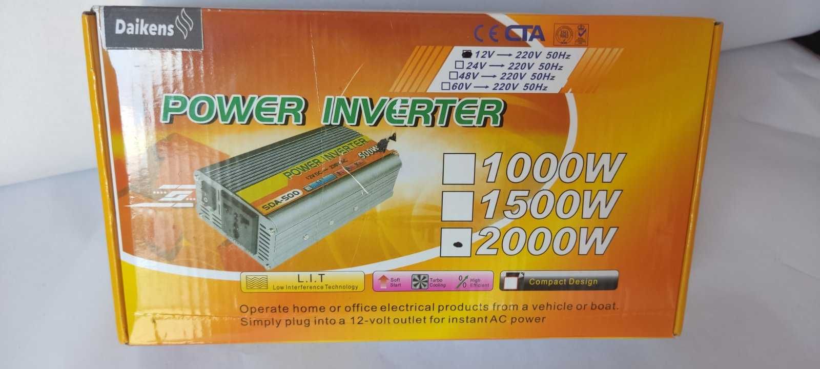 Преобразователь (инвертор) 12V-220V 2000W Red 1000W