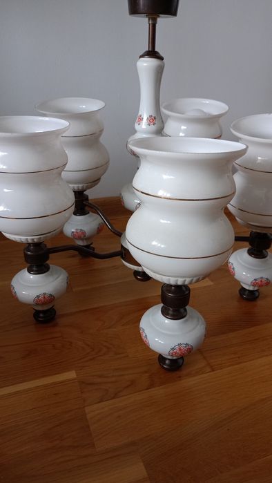 Żyrandol porcelanowy PRL Polam