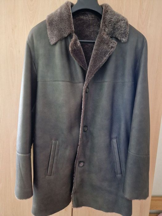Дубленка чоловіча, зимова куртка, натуральна, шкіра