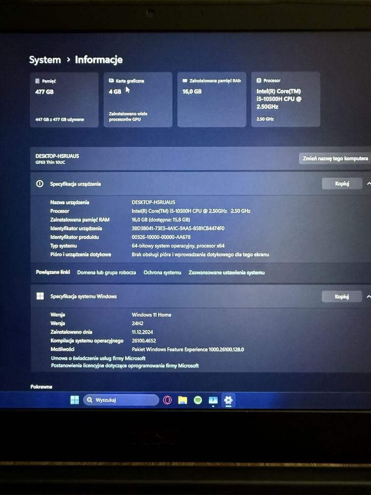 Laptop MSI GF63 THIN | i5 10th Gen | RTX 3050 | 16Gb Ram | 477 Gb SSD