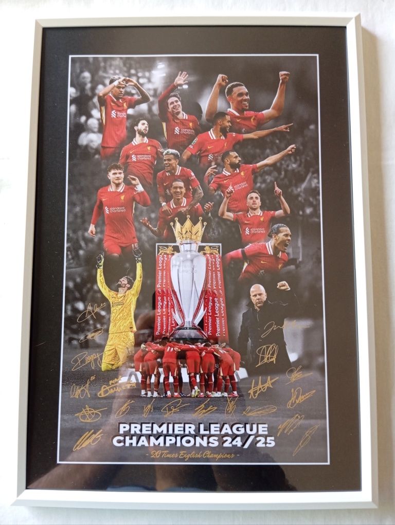 Moldura Liverpool - Premier League Champions 24/25 com Autógrafos