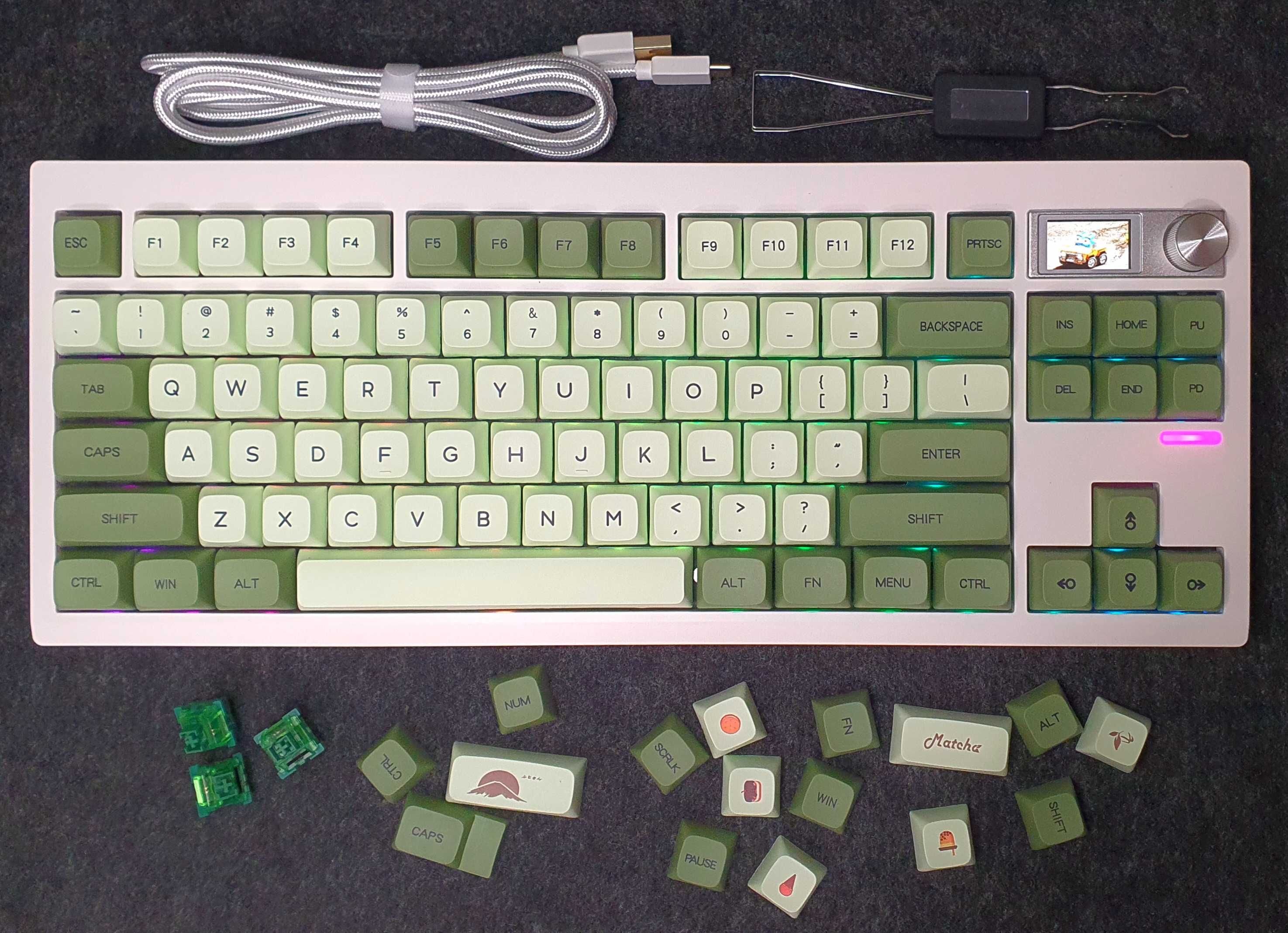 Кастомна механічна бездротова клавіатура GMK87  Akko V3 Pro Matcha