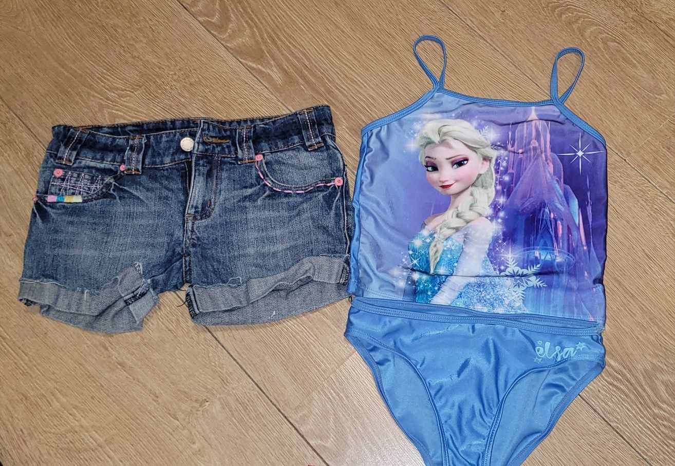 Zestaw ubrań dla dziewczynki rozmiar 128 spodnie sukienka bluza sweter