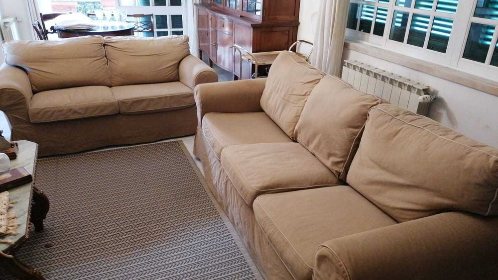 Conjunto de Sofás IKEA Ektorp — 2 e 3 Lugares (Bege) — Bom Estado