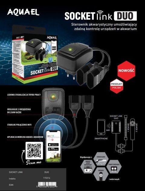 Aquael Socket Link Duo - Elektroniczny sterownik akwarystyczny