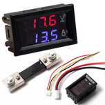 Voltimetro/Amperimetro Digital Painel Duplo Display 0-100V/10-100A DC