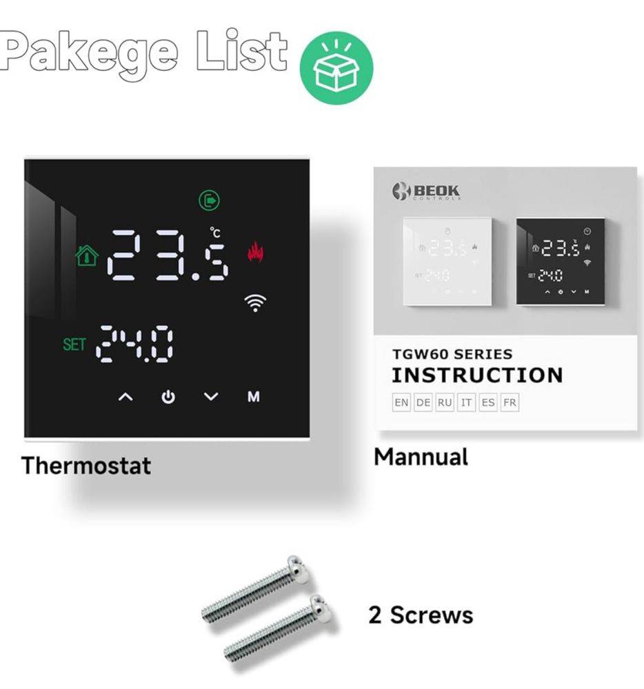 Inteligentny termostat Beok TGW60B-WIFI-WPB