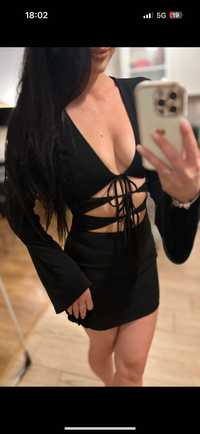 Sukienka czarna z szerokimi rękawami Zara XS