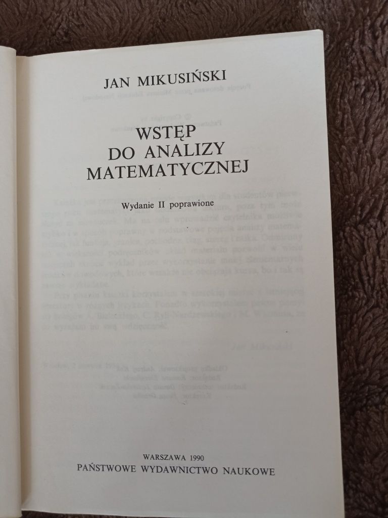 Wstęp do analizy matematycznej Jan Mikusiński