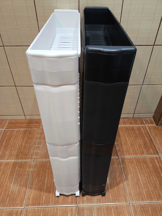 Zestaw Półki Łazienkowe do Przechowywania Biała Czarna Plastikowa
