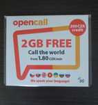 Czeskie karty sim  Opencall 200 koron 2 GB Aktywne