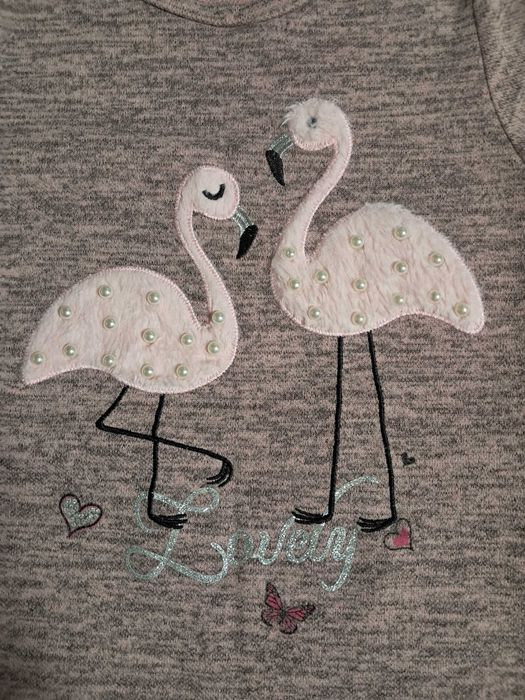 Кофта з аплікацією фламінго для дівчинки