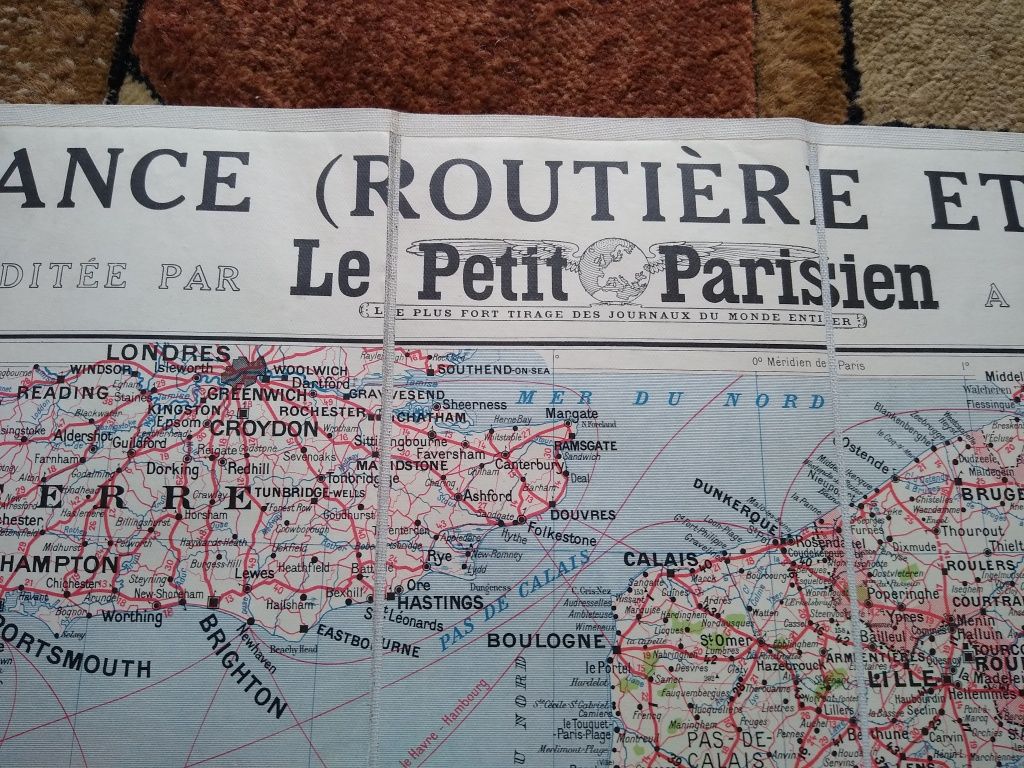 Mapa samochodowa Francji antyk