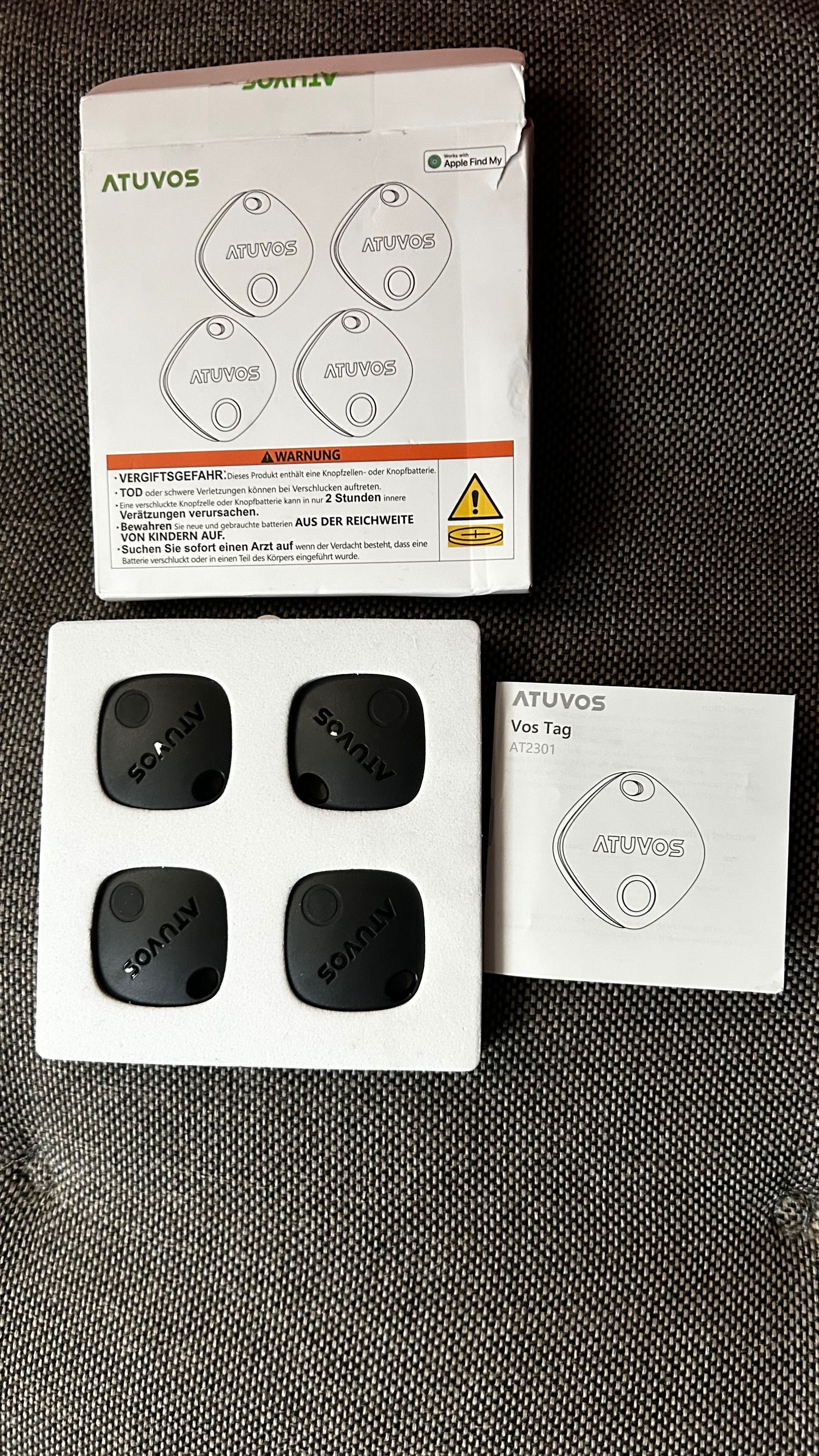упаковка трекерів Atuvos, сумісних із Apple Find My. Комплект- 4 шт